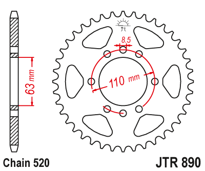 ENGRANAJE PARTE TRASERA JT 45Z 520 KTM 125 DUKE/RC 14-18  