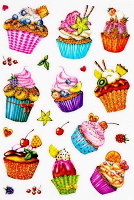 HERMA NAKLEJKI SCRAPBOOKING BROKATOWE MUFFINKI BABECZKI CIASTECZKA