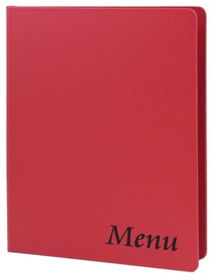 Karta menu Prestige, z płótna w kolorze czerwonym