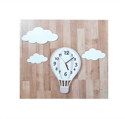 Zegar ścienny BALON chmurki styl skandynawski szary