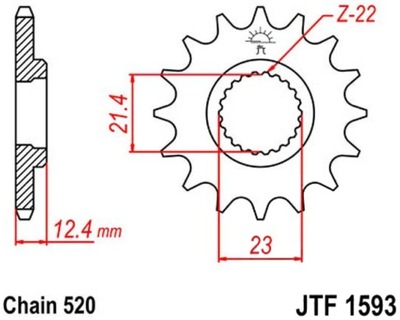 ЗУБЧАТКА ПЕРЕДНЯЯ JTF1593-14 YAMAHA YFM 250 RSEY 09