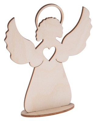 ANIOŁ drewniany na podstawce 15 cm SERCE aniołek