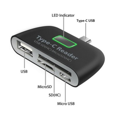 Czytnik Kart USB-C 3.1 OTG Hub 4w1