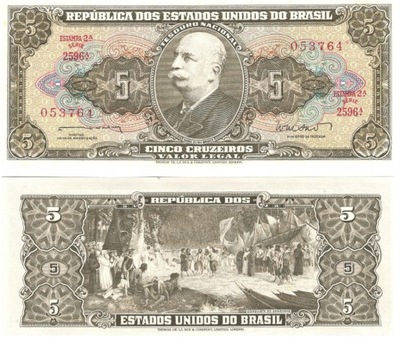 Brazylia 5 Cruzeiros 1953-64 UNC-