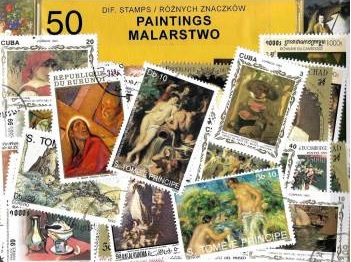 Zestaw 50 znaczków pocztowych - MALARSTWO