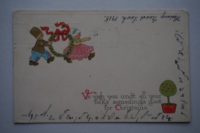 WESOŁYCH ŚWIĄT DZIECI 1914 przedwojenna POCZTÓWKA