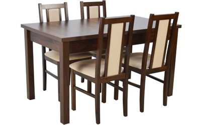 Zestaw Stół rozkładany i 4 drewniane krzesła BRĄZ