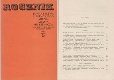 ROCZNIK TOWARZYSTWA LITERACKIEGO MICKIEWICZA 1984