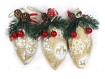 BOMBKA ZAWIESZKA NA CHOINKĘ OZDOBA SZYSZKA 3 SZT