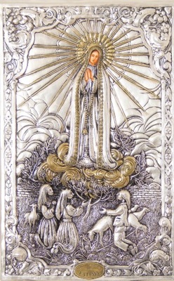 Ikona Fatimska ręcznie malowana ZŁOCONA SREBRO