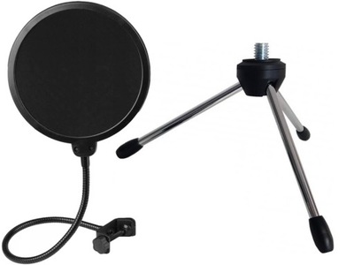 STUDYJNY POP FILTR + STATYW DO MIKROFONU TRÓJNÓG