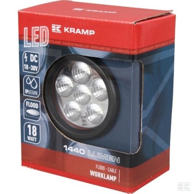 FARO HALÓGENO EN FUNCIONAMIENTO DIODO LUMINOSO LED 18W 1080 LM KRAMP  