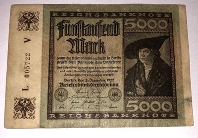 5000 Marek niemieckich 1922 rok, seria L
