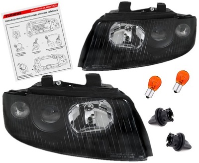 AUDI A4 B6 8E 00-04 FAROS REJILLAS BLACK NEGRAS LENTE H7 DEPO  