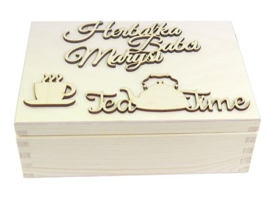 Pudełko drewniane Herbatka Babci imię dekor AA36
