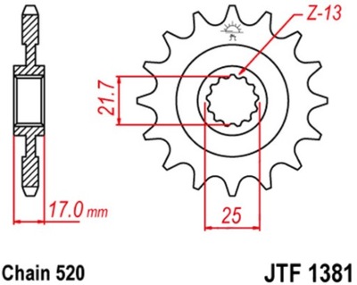 ENGRANAJE PARTE DELANTERA JT F1381 15 16 HONDA CB 500 F  