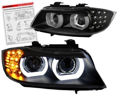 Bmw 3 e90 e91 08-11 lci лампи фари led кільця поворотники 3d d1s ксенон фото №1
