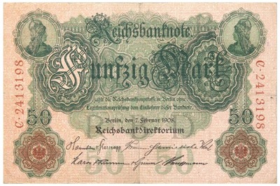 Niemcy - BANKNOT - 50 Marek 1908 - Ro: 32