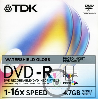 TDK DVD-R Printable Watershield Gloss 10szt. koperta CD