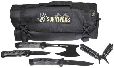 12 Survivors zestaw noże toporek multitool