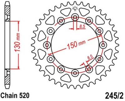 ENGRANAJE PARTE TRASERA JT R245/2 38-53 HONDA VTR 250 09-11  