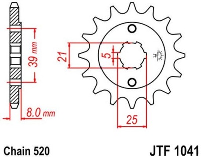 ЗУБЧАТКА ПЕРЕДНЯЯ JT F1041 14 KYMCO MXU 150 07-17