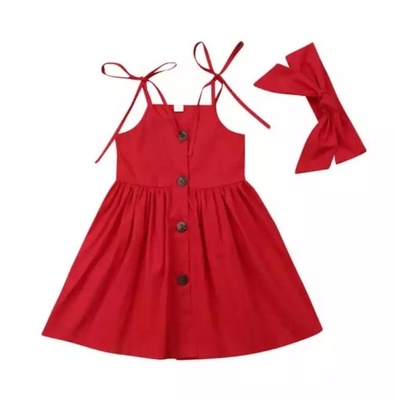 Sukienka dla dziewczynki czerwona opaska urodziny 92 98 KOMPLECIK na lato
