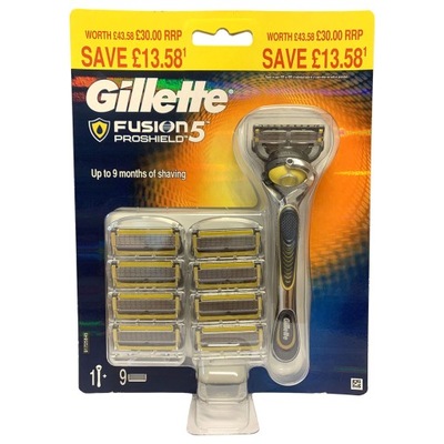 Gillette Fusion Proshield Flexball masz + 9 szt UK