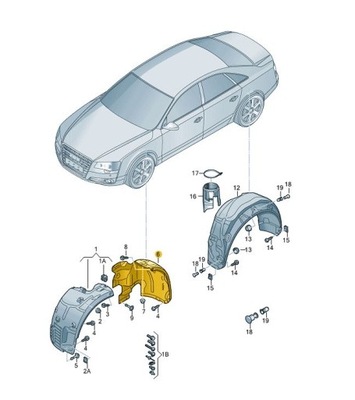 PROTECCIÓN ALAS ALETA COMPENSADORA PARTE DELANTERA DERECHA AUDI A8 D4  