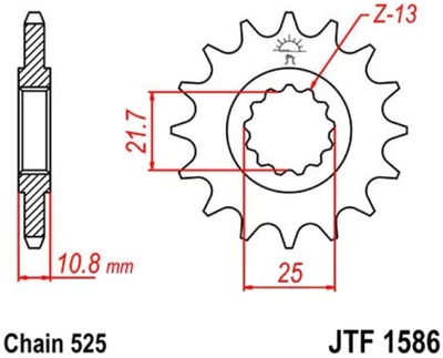 ЗУБЧАТКА ПЕРЕДНЯ JT F1586 15-17 ЗУБІВ YAMAHA TRX 850 96-99 НОВИЙ