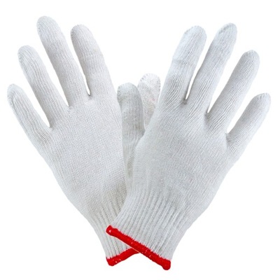 Rękawice Robocze Dziane Białe Bawełniane 10 / XL