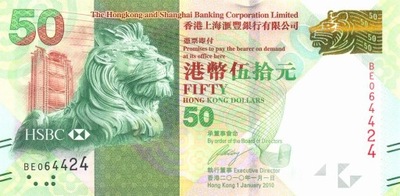 HONG KONG 50 Dollars 2010 P-213a HSBC UNC