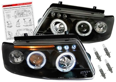 Passat b5 96-00 лампи фари black кільця led фото №1