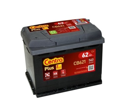 BATERÍA CENTRA PLUS CB621 12V 62AH 540A L+  