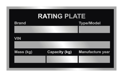 Tabliczka znamionowa zastępcza angielska przyczepa
