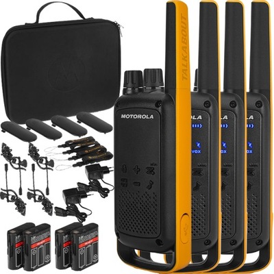 4x MOTOROLA T82 EXTREME KRÓTKOFALÓWKA KRÓTKOFALÓWKI WALKIE TALKIE + WALIZKA