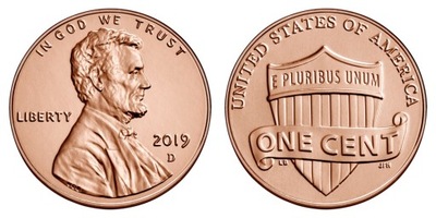 USA 1 cent A. Lincoln E Pluribus Unum 2019