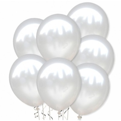 Balon metaliczny 30 cm White Biały, mocny