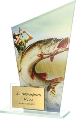 Statuetka szklana ryba wędkarstwo 21 cm