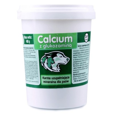 CALCIUM z glukozaminą vitaminy dla psa ZIELONY400G