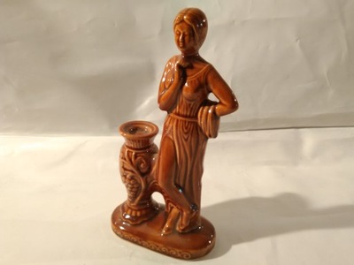 Świecznik ceramiczny szkliwiony z czasów PRL