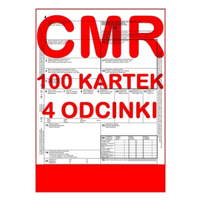 CMR List Przewozowy 100 kartek / 4 odc. / 25 kpl.