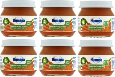 HUMANA OBIADEK PO 4 MIESIĄCU MARCHEWKA PUREE 80G x6