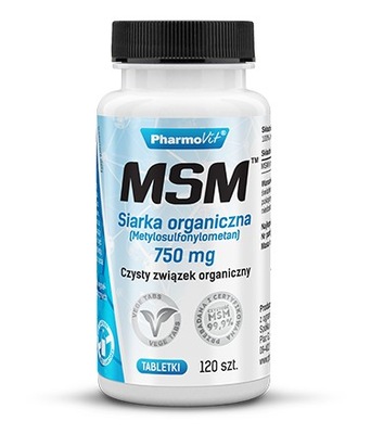 Suplement diety PharmoVit MSM Siarka organiczna 750mg 120 tabs