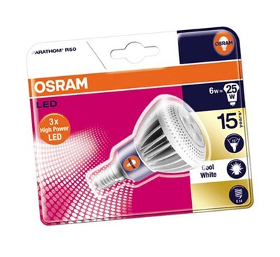 ŻARÓWKA LED OSRAM R50 6W E14 230V BIAŁA ZIMNA