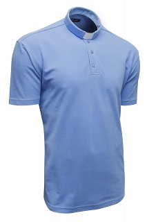 Koszula kapłańska Polo KR z koloratką niebieska M