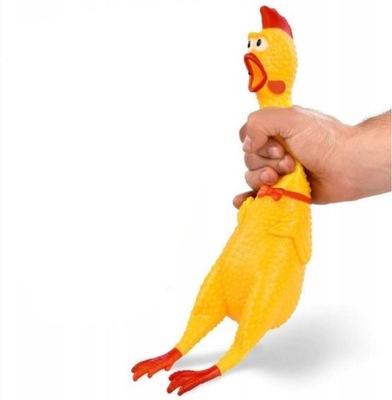 Zabawka piszczący gumowy gryzak dla psa kurczak żółty 15 cm rozmiar S