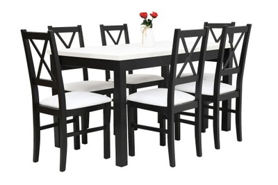 Wytrzymały stół i 6 drewnianych krzeseł Nilo X