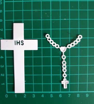 scrapki krzyż różaniec IHS zestaw