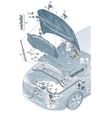 CHARNELA DE TAPA DE CAPO PARTE DELANTERA AUDI A3 8V RS3 IZQUIERDO VL1  